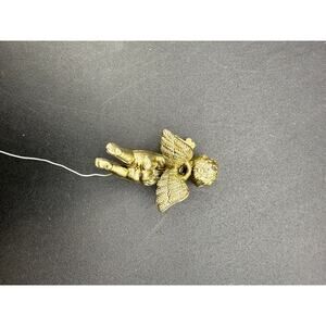 Set of 4 Vintage Gold Plastic Cherub Angel Christmas Ornaments